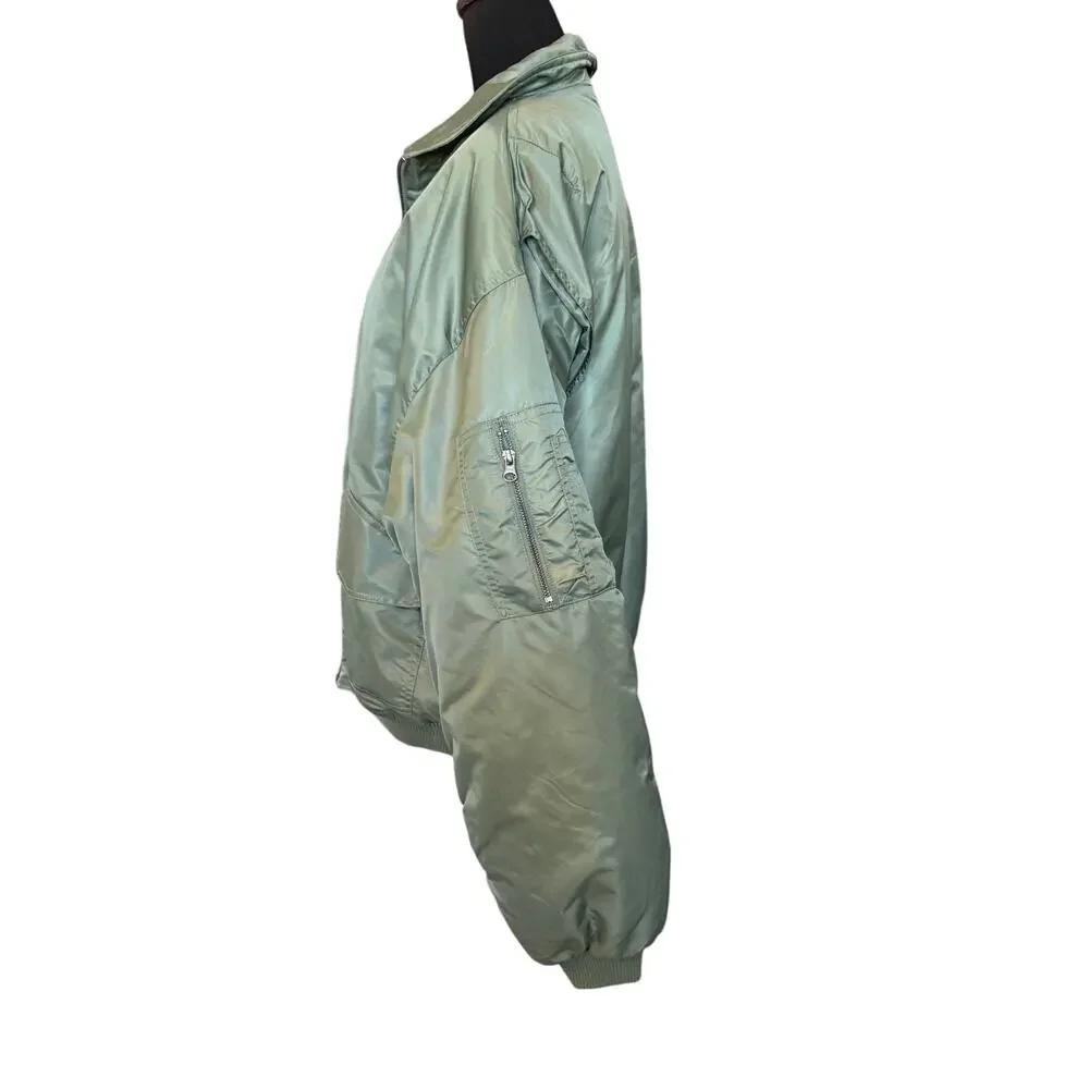 New ~ TOPSHOP Nordstrom Reversible Collared Nylon Bomber Jacket Size 4-6 green